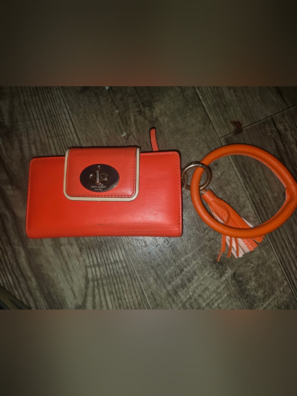 Kate Spade Orange Leather Wristlet Wallet